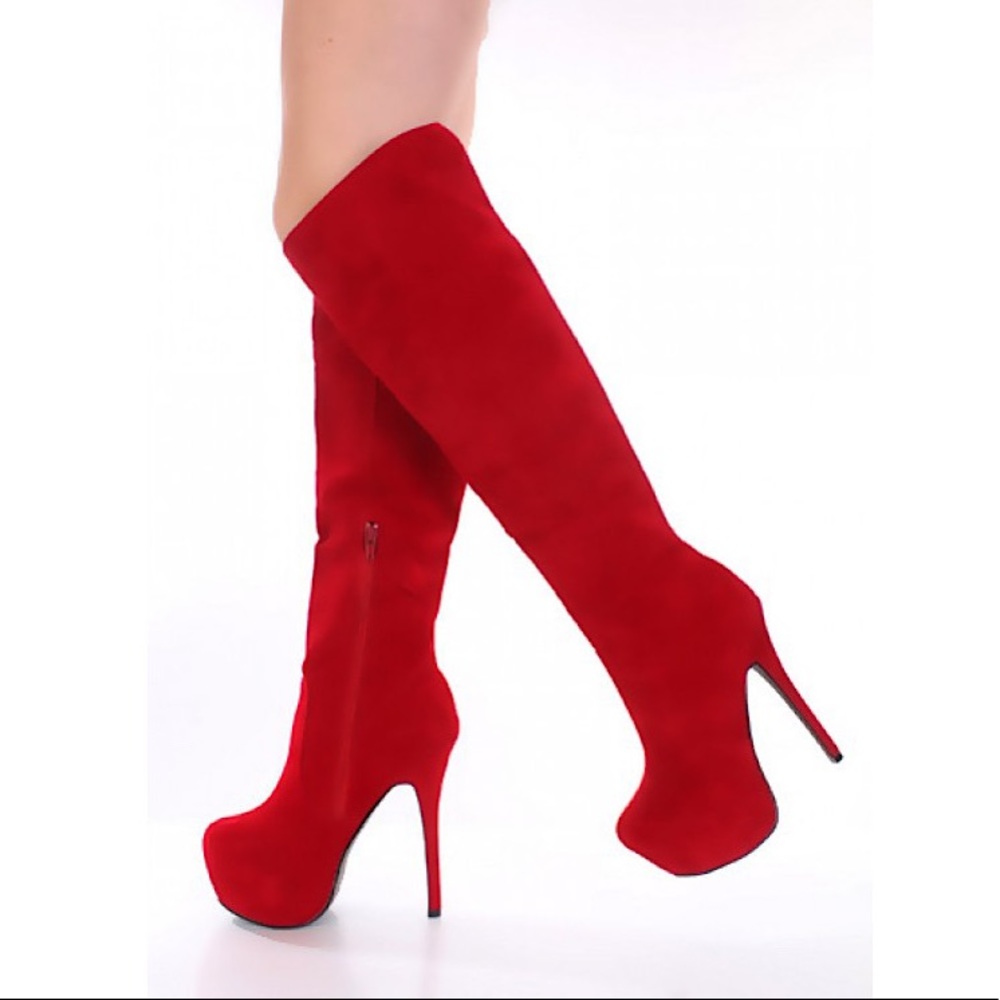 Red Knee High Boots